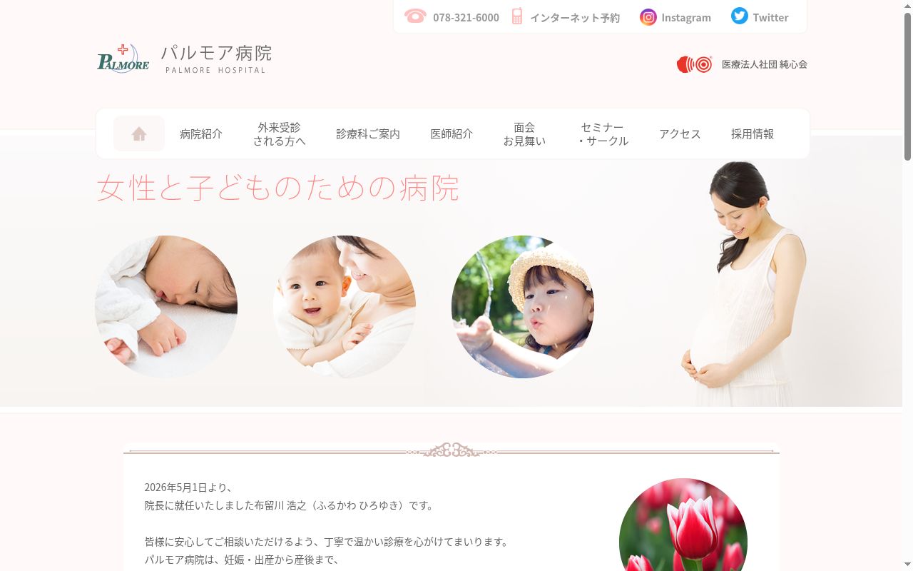 医療法人社団純心会 パルモア病院の公式サイトのスクリーンショット