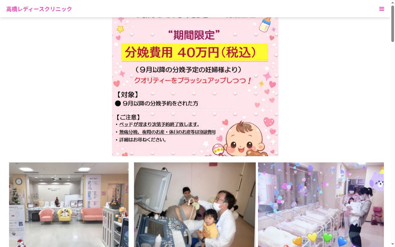医療法人社団稔誠会 高橋レディースクリニックの公式サイトのスクリーンショット