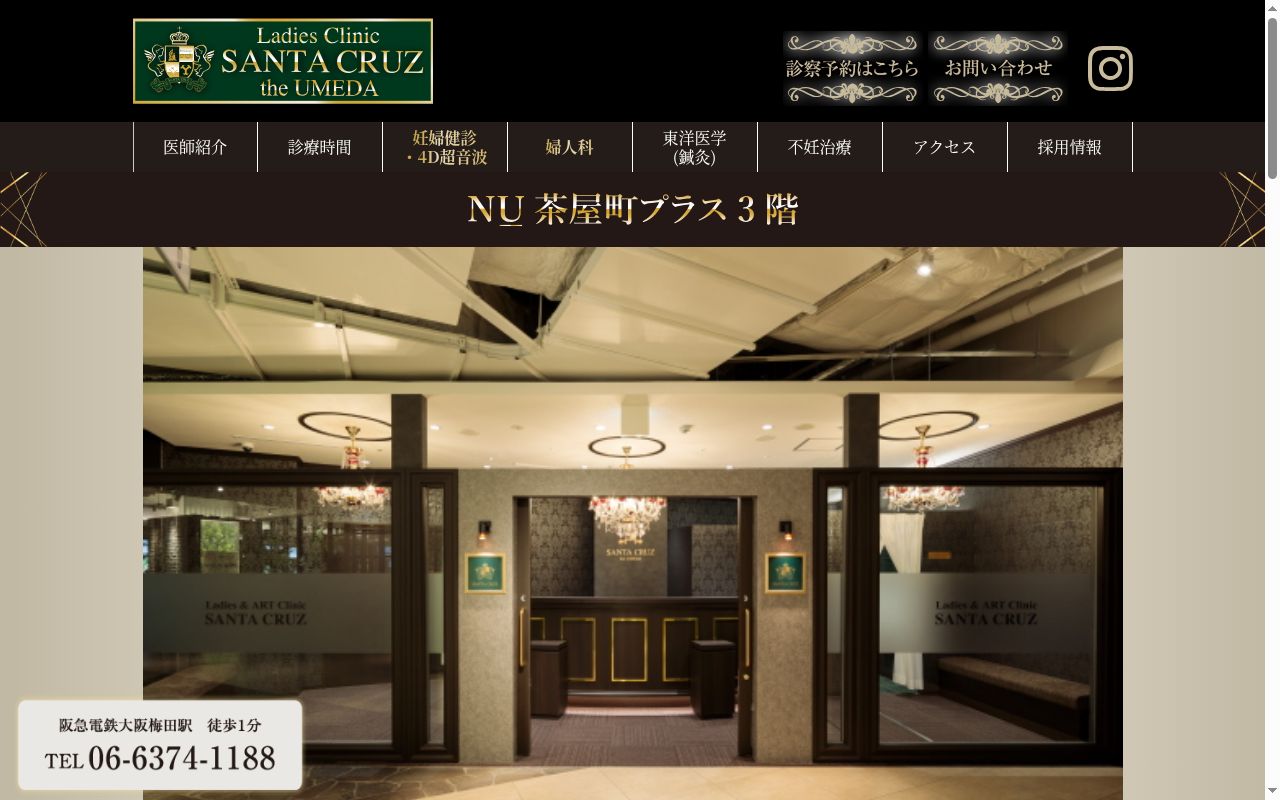 レディースクリニック サンタクルス ザ ウメダの公式サイトのスクリーンショット