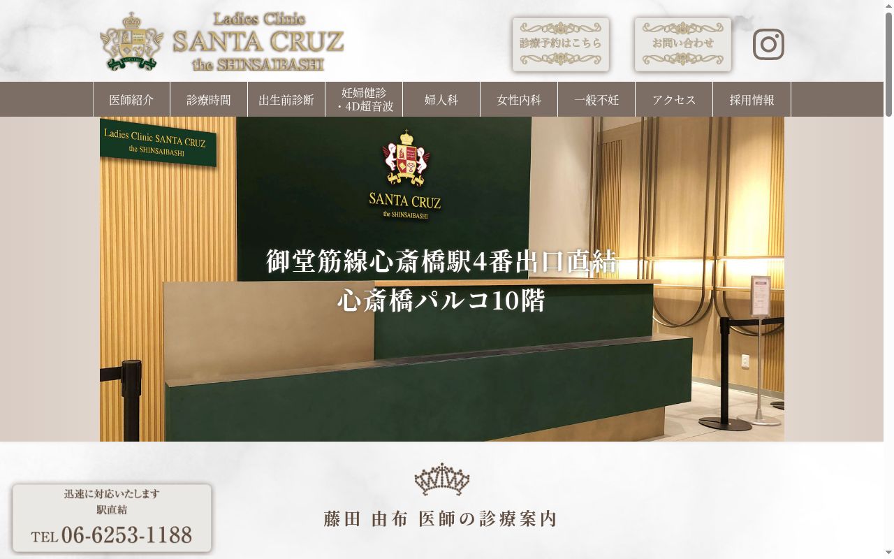 レディースクリニック サンタクルス ザ シンサイバシの公式サイトのスクリーンショット