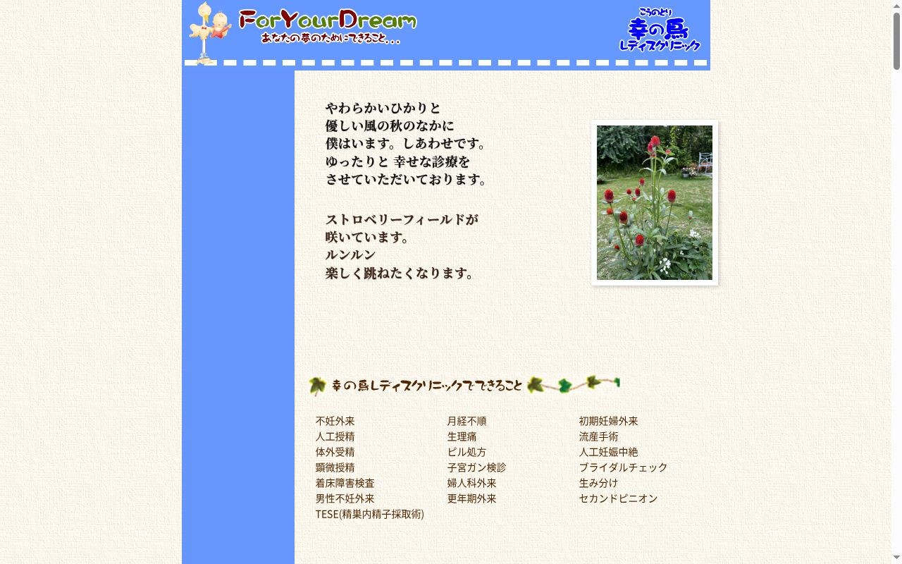 医療法人社団 幸の鳥レディスクリニックの公式サイトのスクリーンショット