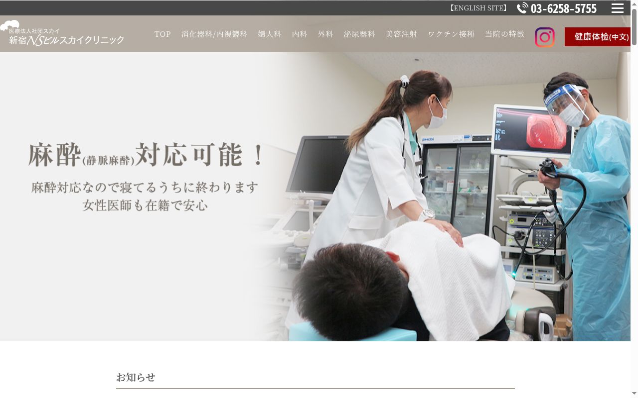 新宿ＮＳビルスカイクリニックの公式サイトのスクリーンショット