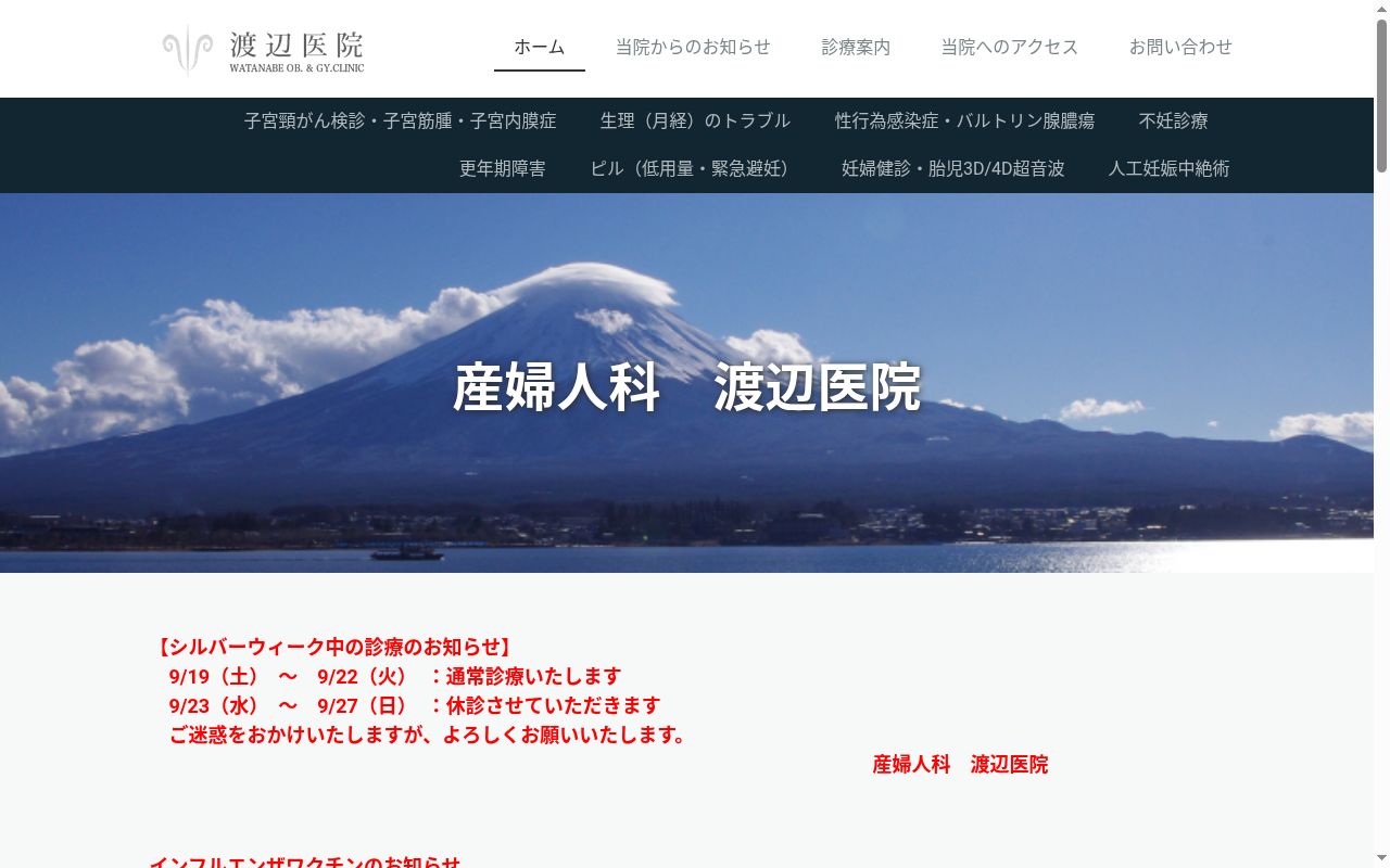 渡辺医院の公式サイトのスクリーンショット