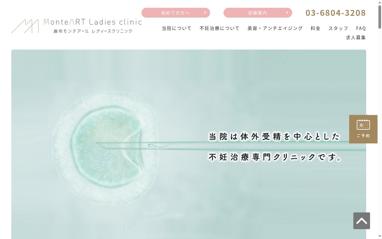 医療法人社団翔智会 麻布モンテアールレディースクリニックの公式サイトのスクリーンショット