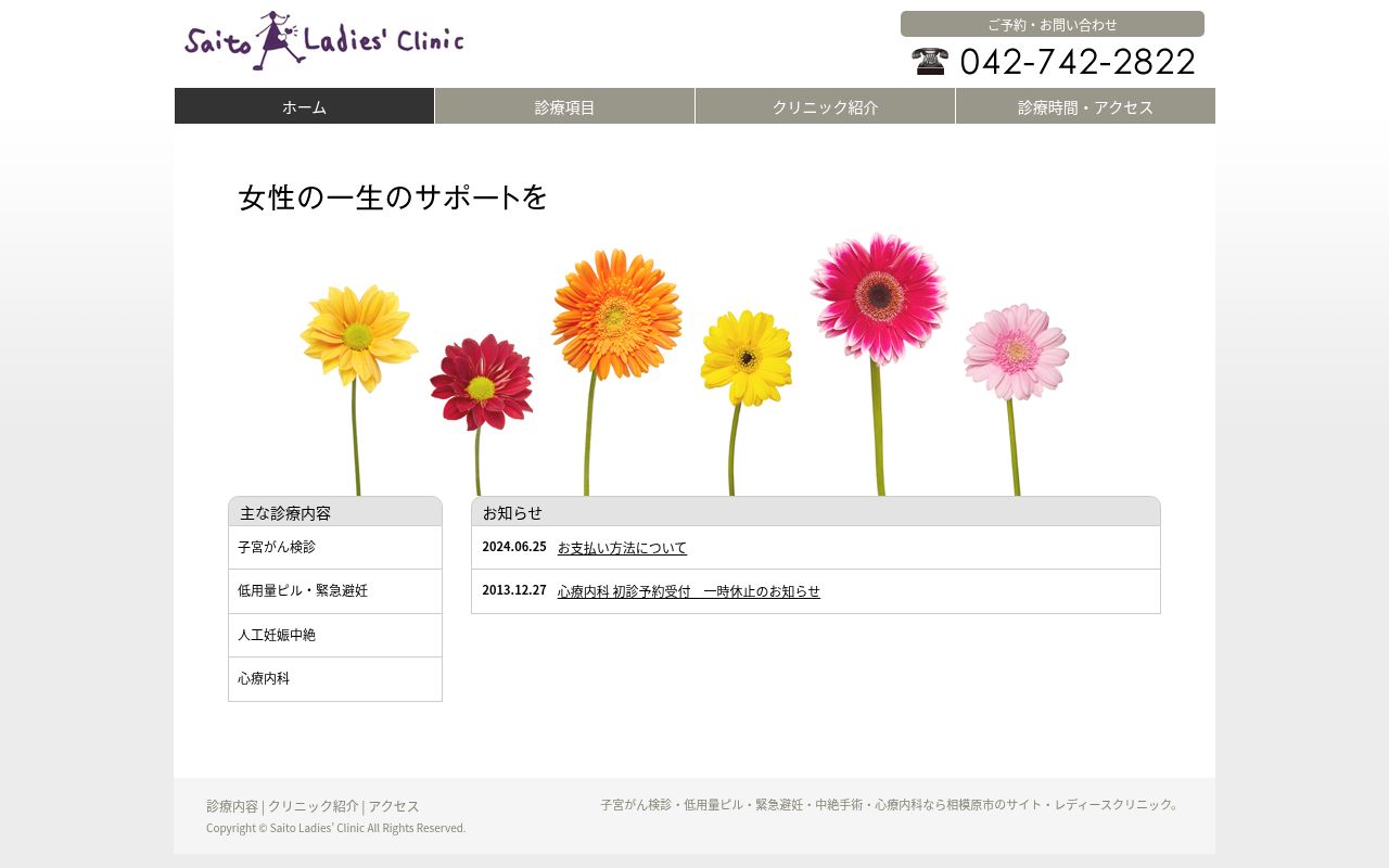 サイト・レディースクリニックの公式サイトのスクリーンショット