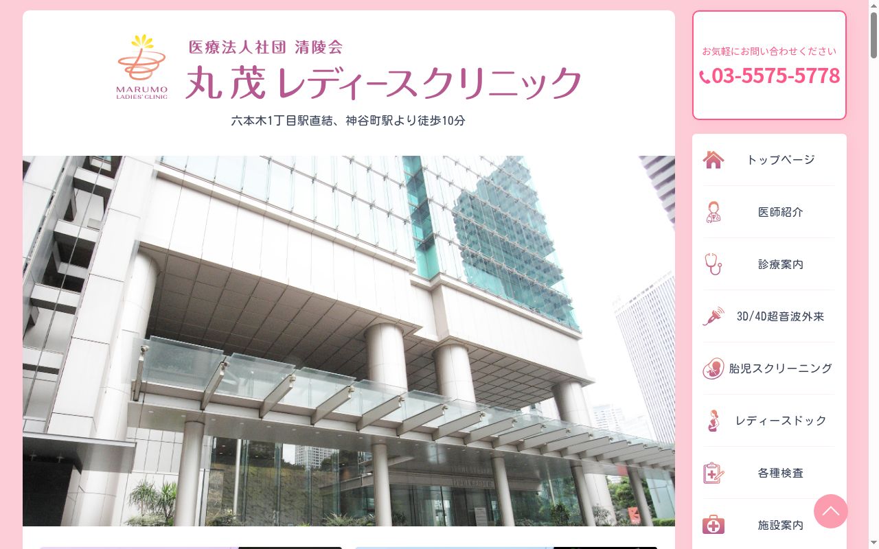 医療法人社団清陵会 丸茂レディースクリニックの公式サイトのスクリーンショット