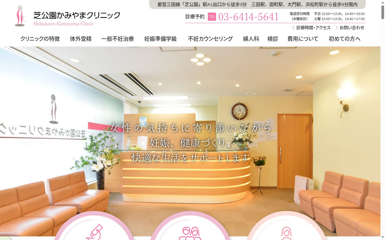 医療法人社団神徳会　芝公園かみやまクリニックの公式サイトのスクリーンショット